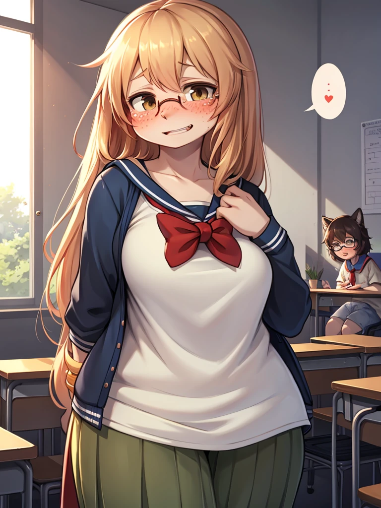 ugly face female , ugly loose body , (Freckles:0.9) , Romance , (sexual harassment:0.2) , dull Fluttery clothes , shy geek , school , A secret that can't be told to anyone