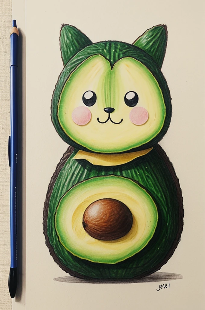 Kawaii avocado drawing, with cute Wolverine costume