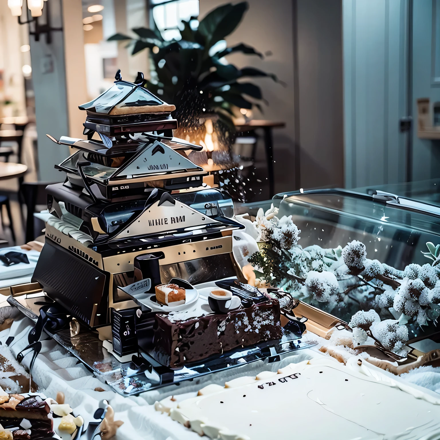 best quality, ultra-detailed, (cake, coffee, cafe:1.4)