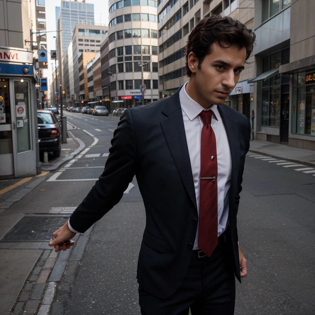 arafed man in a It lasts and tie standing in a city street, It lasts ， Perfect face, It lasts and tie, dressed in a It lasts, wearing a It lasts and tie, wearing It lasts and tie, well dressed, wearing a It lasts and a tie, raphael personnaz, he is wearing a It lasts, profile headshot, wearing a business It lasts, wearing business It lasts