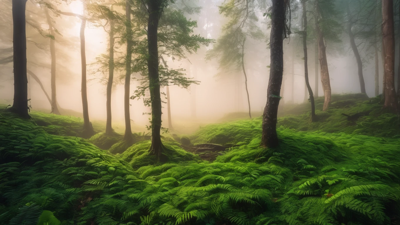Amazing fog forest,dear drink water 8k walpaper