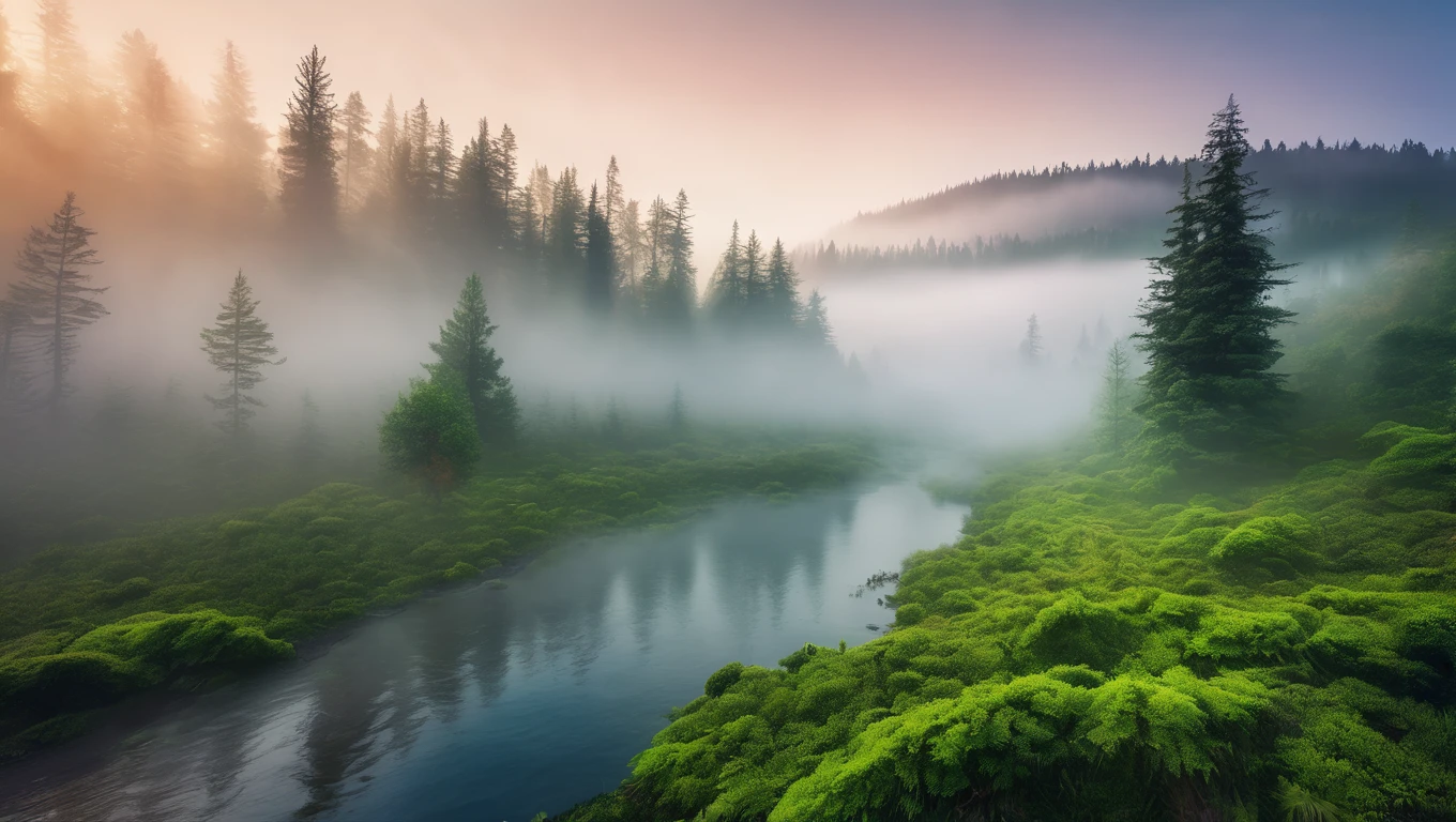 Amazing fog forest,dear drink water 8k walpaper