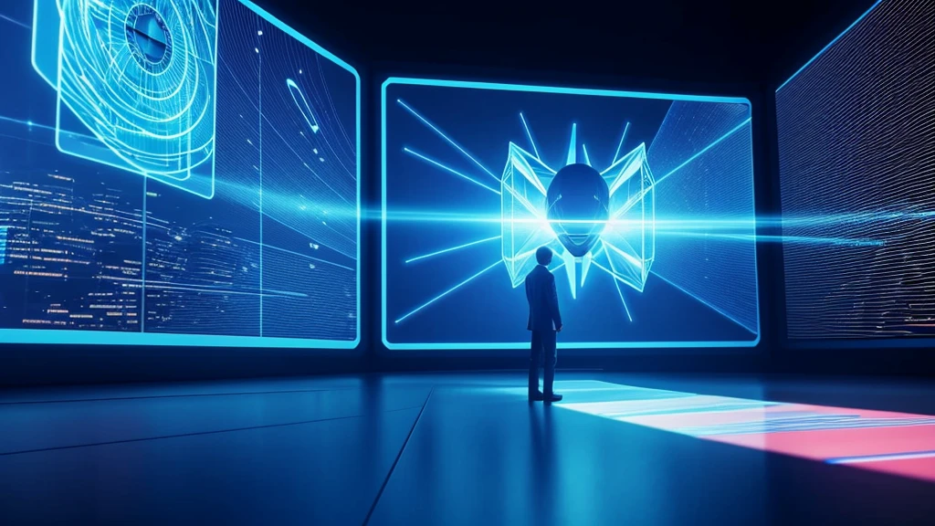 Picture a futuristic scene inside a virtual library of the mind. The backdrop is a digital interface resembling a high-tech library filled with glowing, translucent books hovering in mid-air. In the foreground, a digital avatar of a person with augmented reality glasses is interacting with a holographic display projected from a smartphone.