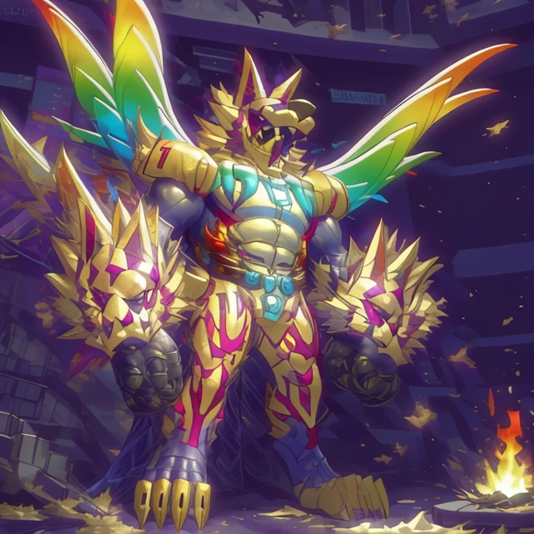 (masterpiece. official art. 8k. best quality. detailed full body. full body.)
(situation 1 : dominating The Phoenix Wolf. The Phoenix Wolf is over 1000 meters long. focus giant mechanical Muscular The Phoenix Wolf is trampling the car. Looking down.)
(situation 2 :smoke and flames rising from the destruction in the city)
(Additional details 1: Wearing golden Armor. Cape. Helmet. real texture material. whole body shines like metal. emphasizes the muscles. suit fully made of metal. Robotic suit. no face.).
(Additional details 1.5: The arms are golden. The lower half of the body is golden. The wolf-shaped helmet has sharp fangs. The whole body is golden. The chest area is also golden. There is a ring above the head.).
(Additional details 2: Detailed head. Detailed Body. Detailed abs. gigantic muscles. HYPER MUSCLES. Gigachad Muscular. big muscle. pecs. triceps. traps. unusually developed muscular body. body full of huge muscles. showing off muscles. pectorales enormes. Exaggeratedly huge muscles. huge muscles. long legs.).
(Additional details 3: Spread wings. It has wings. The claws are sharp. Sharp teeth.). He is laughing defiantly. The claws are sharp. Sharp teeth.).
(Additional details 3.5 : nj5furry, He is laughing defiantly. medieval armor.).
(Additional details 4: golden dick, golden cock, golden hyper penis. hyper golden penis. big penis)
(Additional details 6 : Spraying hyper cum up everywhere into the sky from his erect penis. wide spray of cum, covered in cum, cum splashing in front of camera, crowd of naked muscular male spectators, bukkake, City is under a thick later of cum.)