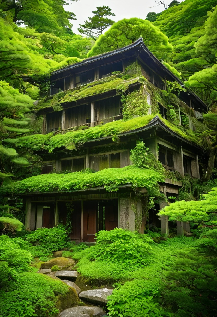 Ruins of the Japan，Abandoned inn，and，Creepy，Blend in with nature，siren，Hanuda Village