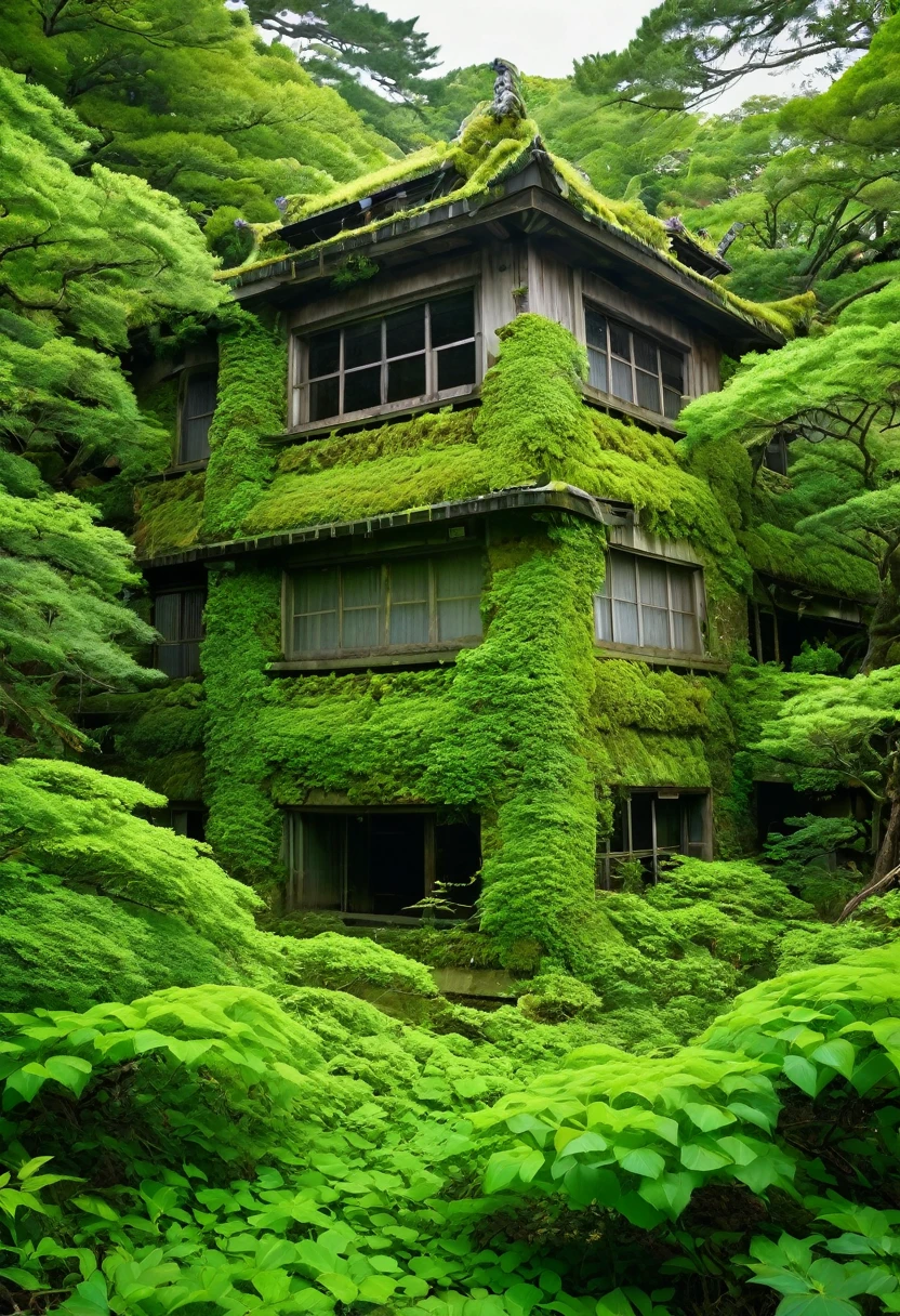 Ruins of the Japan,Abandoned inn,and,Creepy,Blend in with nature,siren,Hanuda Village