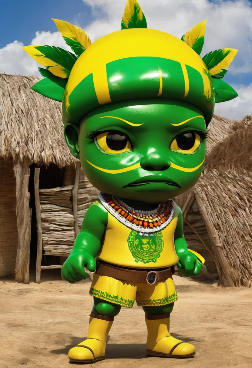 To create a mascot for Quilombo F.c., Let's consider the rich history and culture associated with the term "Quilombo" and how this can be represented in a powerful and inspiring way. Here's an idea for your team mascot:
### STEP 1: Team Identity
- **name do Time**: Quilombo F.c.
- **cores do Time**: Suppose the colors are green and yellow (you can adjust according to the real team colors).
- **Valores e características**: Resistance, courage, community, freedom and team spirit.
### Step 2: Escolha um charachter
- **charachter**: A quilombola warrior, symbolizing resistance and the fight for freedom.
### Step 3: Mascot Design
- **Shape and Style**: A warrior with a confident and determined stance. The style must be friendly, mas também refletir a força e a courage.
- **Trajes e Accessories**: Dressed in the Quilombo F uniform.c., incorporating traditional quilombola elements, as props and details that recall African culture.
### Step 4: name do Mascote
- **name**: "Quilombinho" ou "zombie's", em homenagem a zombie's dos Palmares, an icon of quilombola resistance.
### Visual Description - **cabeça**: A smiling and determined face, with features reminiscent of African heritage. May have a headband or headpiece.
- **corpo**: Dressed in the Quilombo F uniform.c. (green shirt with yellow details, yellow shorts), with accessories that represent quilombola culture, like bracelets or necklaces.
- **Pose**: in position of action, as if you are about to make a pass or shot, or perhaps raising a fist in a sign of victory and resistance.
- **Accessories**: A soccer ball on the side, chuteiras, and perhaps a shield with the Quilombo F emblem.c.
### Mascot Example: zombie's, the Quilombola Warrior
**Team Identity**
- name: Quilombo F.c.
- cores: Green and Yellow - Values: Resistance, courage, community, freedom, Team Spirit
**charachter**
- Quilombola Warrior
**Mascot Design
