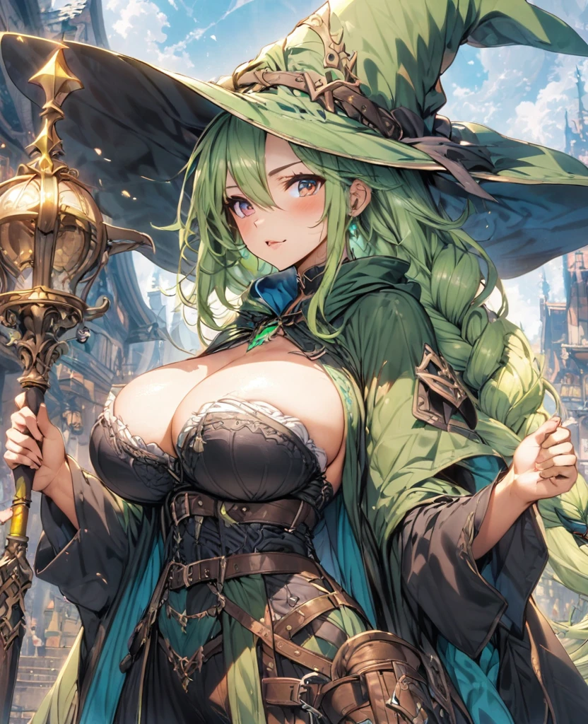 Green Hair Braid Wizard Robe