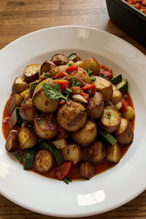 Ratatouille without tomato sauce Chili flakes Zucchini red paprika potatoes
