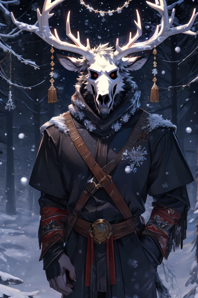 ((masterpiece)) ((male)) ((wendigo)) ((large antlers)) ((winter background)) ((no clothing))