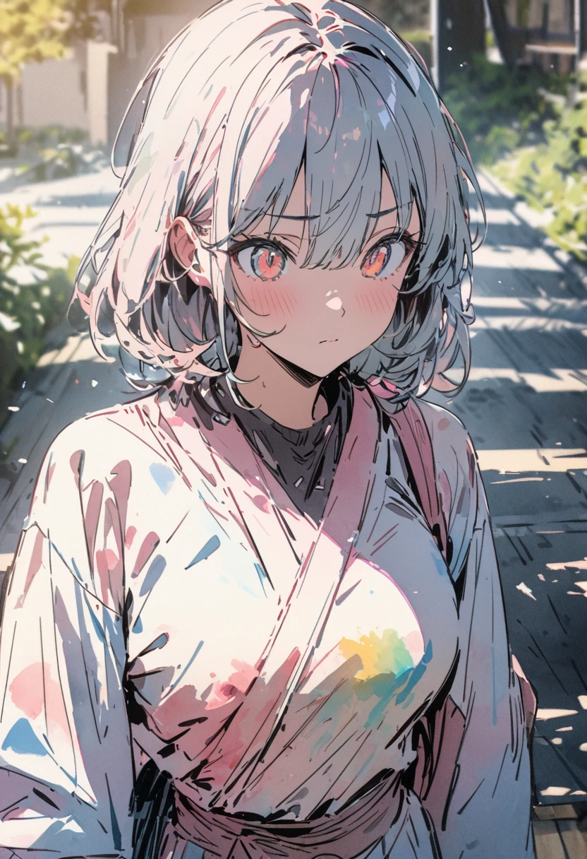 masterpiece,highest quality,ultra-detailed,high-definition background,8K,hi-res,high quality,BREAK,japanese manga style, sketch, Watercolor Colors,[Even if the person who gave it forgets、I won&#39;t forget the person who received it]