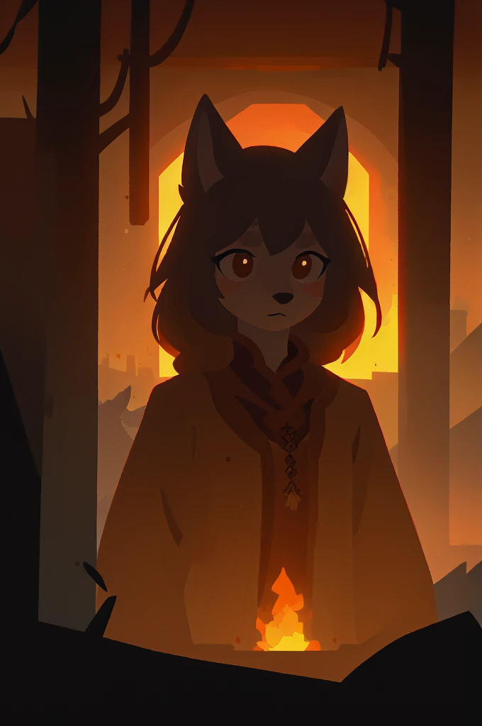 a cute girl with expressive eyes and expressive body, detailed portrait of a wolf girl, intricate detailed, highly detailed, (best quality,highres:1.2),detailed fur, detailed facial features, detailed clothing, detailed background, fantasy, atmospheric lighting, cinematic lighting, dramatic lighting, warm colors, magical, mysterious