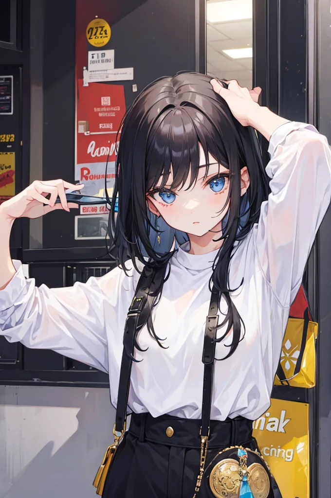 girl, king, black hair, Talk on the phone