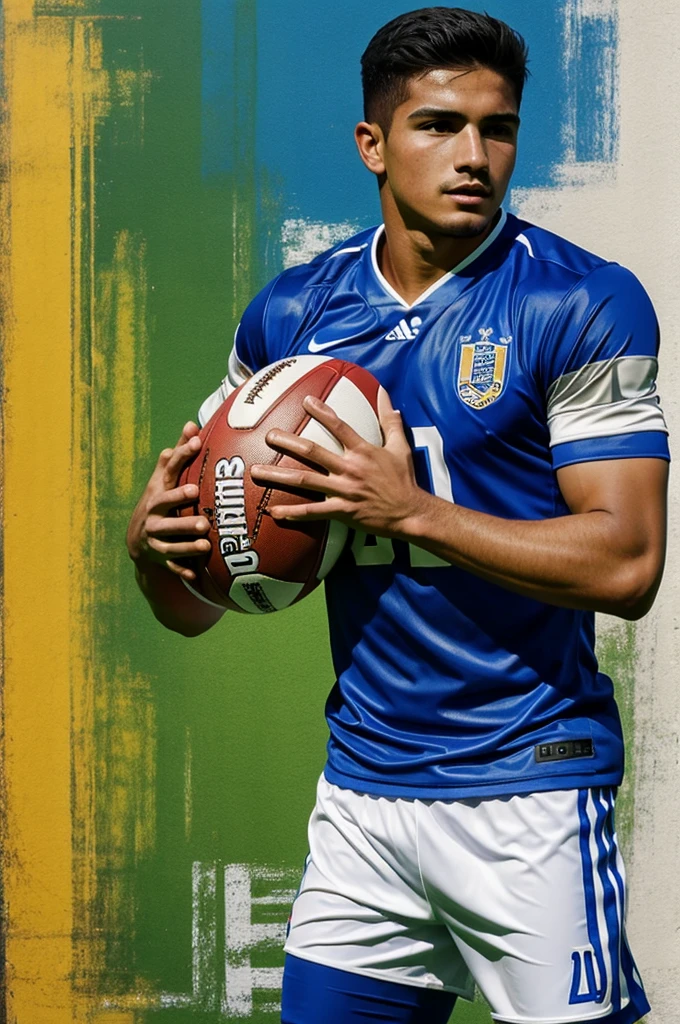 Paint footballer Cesar Huerta's face as a brush