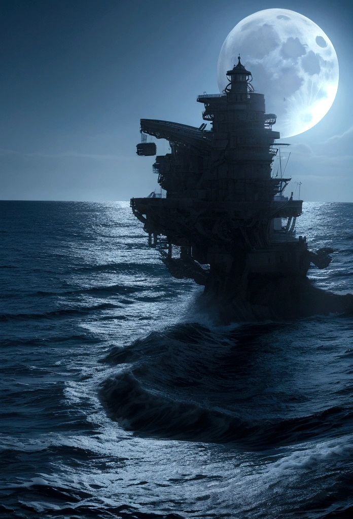 black sea realistic moonlight