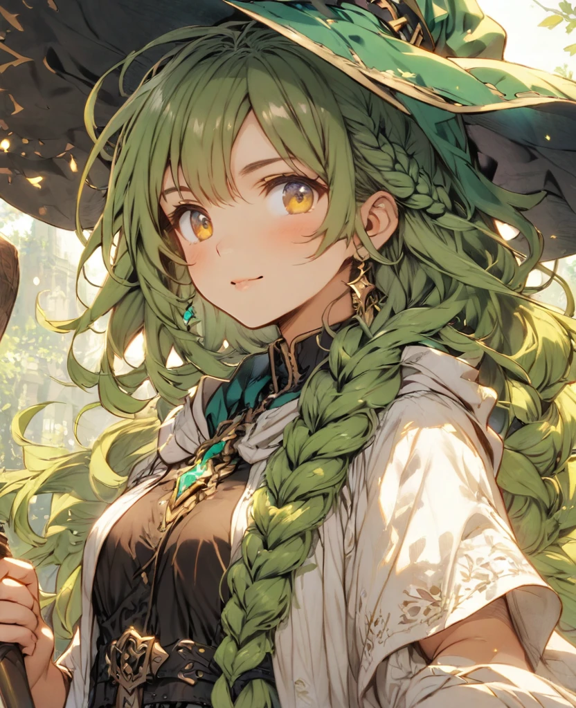 Green Hair Braid Wizard Modest chest Robe