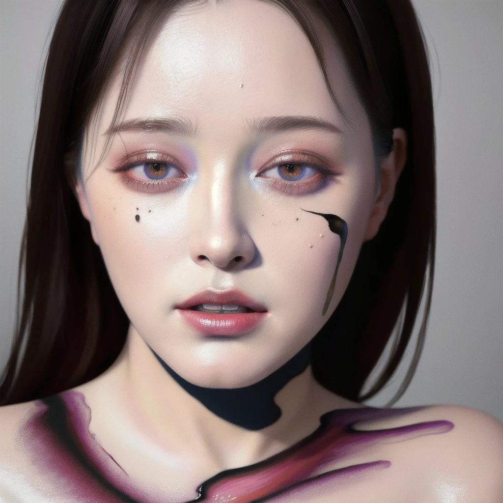 Android Beauty, Powerful paintings inspired by Francis Bacon, Ultra-realistic surrealism, Hyperrealism, fear, art, hyper real painting, Realistic illustration painting, カラフルなHyperrealism, Hyper-realistic digital art