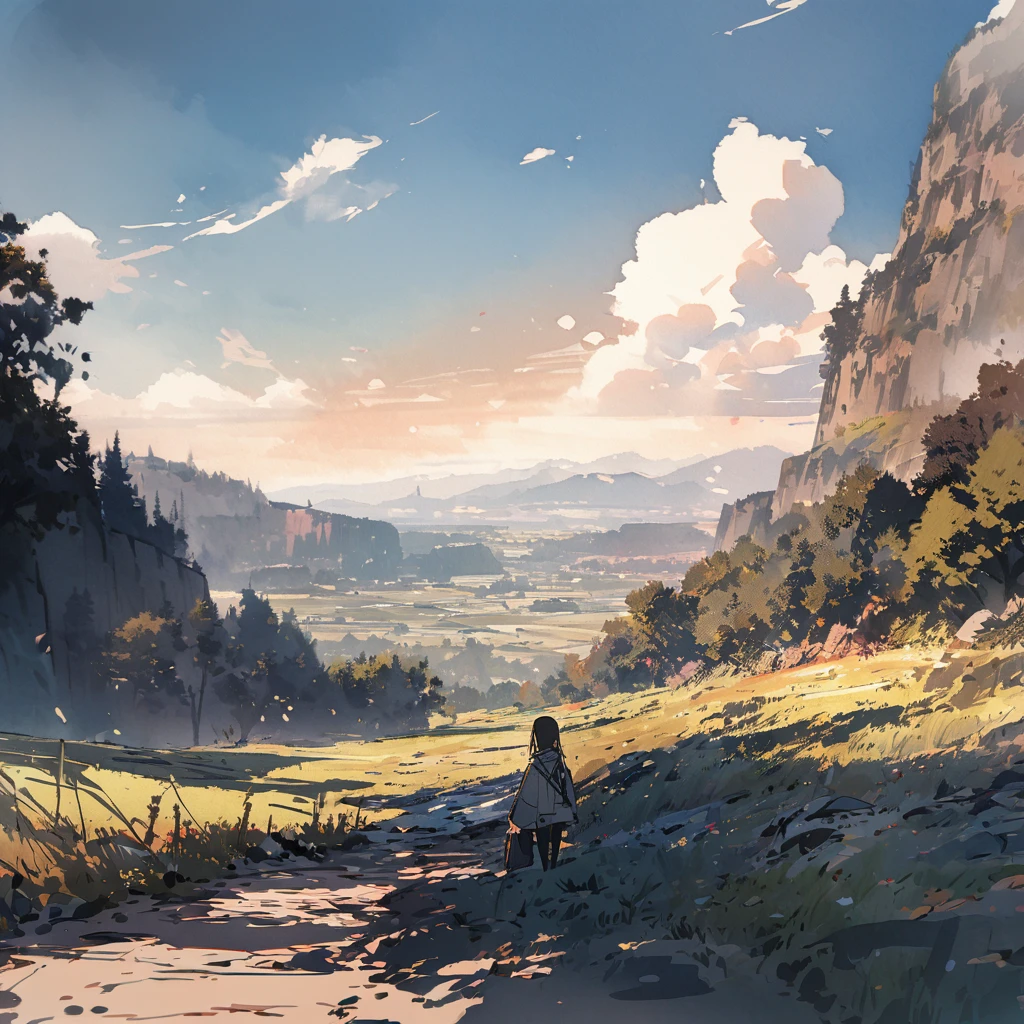 masterpiece,highest quality,ultra-detailed,high-definition background,8K,hi-res,high quality,BREAK,japanese manga style, sketch, Watercolor Colors,landscape,[Even if the person who gave it forgets、I won&#39;t forget the person who received it]