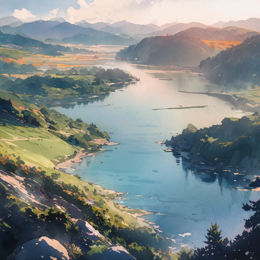 masterpiece,highest quality,ultra-detailed,high-definition background,8K,hi-res,high quality,BREAK,japanese manga style, sketch, Watercolor Colors,landscape,[Even if the person who gave it forgets、I won&#39;t forget the person who received it]