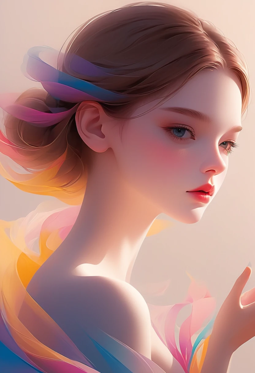 Digital Art Illustration,1 girl,Unique,Pretty Face,portrait,Shoulder,Beautiful hands,artistic conception,Abstract