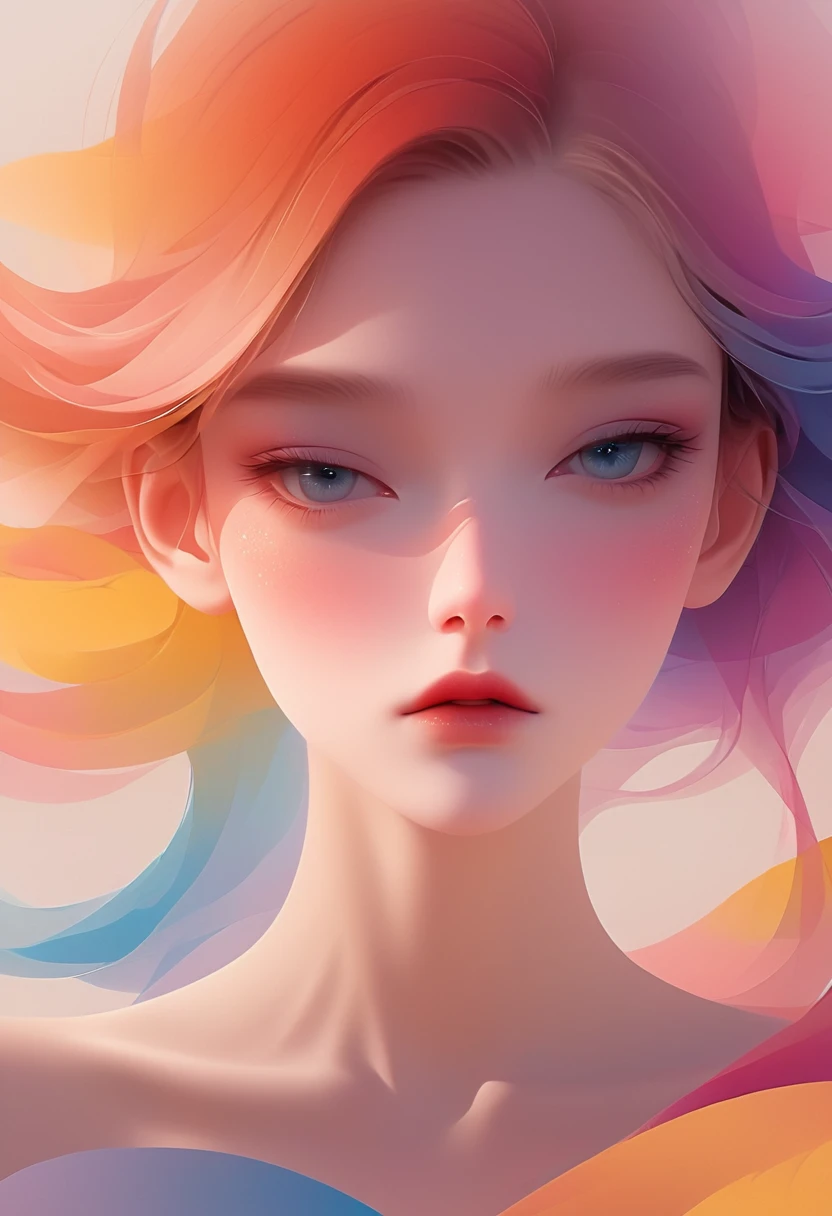 Digital Art Illustration,1 girl,Unique,Pretty Face,portrait,Shoulder,Beautiful hands,artistic conception,Abstract