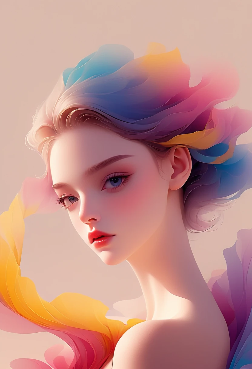 Digital Art Illustration,1 girl,Unique,Pretty Face,portrait,Shoulder,Beautiful hands,artistic conception,Abstract