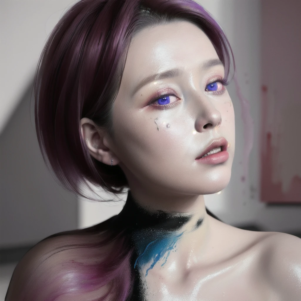 Android Beauty, Powerful paintings inspired by Francis Bacon, Ultra-realistic surrealism, Hyperrealism, fear, art, hyper real painting, Realistic illustration painting, カラフルなHyperrealism, Hyper-realistic digital art