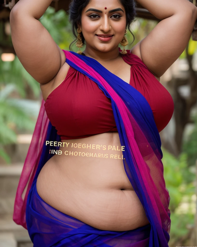 Foto RAW, photorealistic, photography, full body shot, master shot, perfect eyes, goddess like beauty, pierced eyes, perfect thick chubby mallu Desi aunty bhabhi, Full figured woman, juicy thick figure, bulky figure, curvy, fleshy curvy figure, voluptuous body, wide body, full figured aunty, Sexy navel folds, fleshy figure, heavy figure, Wearing a Stanapatta, a chest-band.Saree model, model Photography, Indian saree shoot, Indian traditional wear advertising photography, traditional wear brand shoot, face of Indian actress Sonakshi Sinha, masterpiece, realistic, realism, incredible details,  pleasure, photorealism, detailed skin, skin pores, high contrast, photorealistic Artstation 8k HD digital art trend of high definition and detailed realistic skin texture, ultra detail, realistic skin texture, armature, best quality, ultra high definition, (photorealistic:1.4),, high resolution, detail, raw photo, sweat, Re sharp, by Lee Jefferies Nikon D850 Film Stock Photo 4 Kodak Portra 400 Camera F1.6 Lens Rich Color Ultra Real Realistic Realistic Textures Dramatic Lighting Unreal Engine Trending at Art Station Cinestill 800,(pele altamente detalhada: 1.2), 8k UHD, DSLR, soft-lighting, alta qualidade, grain of film, Fujifilm XT3,she didn't like to wear blouse or bra, She doesn't like to wear bra or blouse as it is against her traditional customs, wearing a Bra or blouse is against her forbidden in her tribes ritual, traditional no blouse saree,  detailed hairy armpits, hyper realistic skin, skin pores, sweat, veins, 