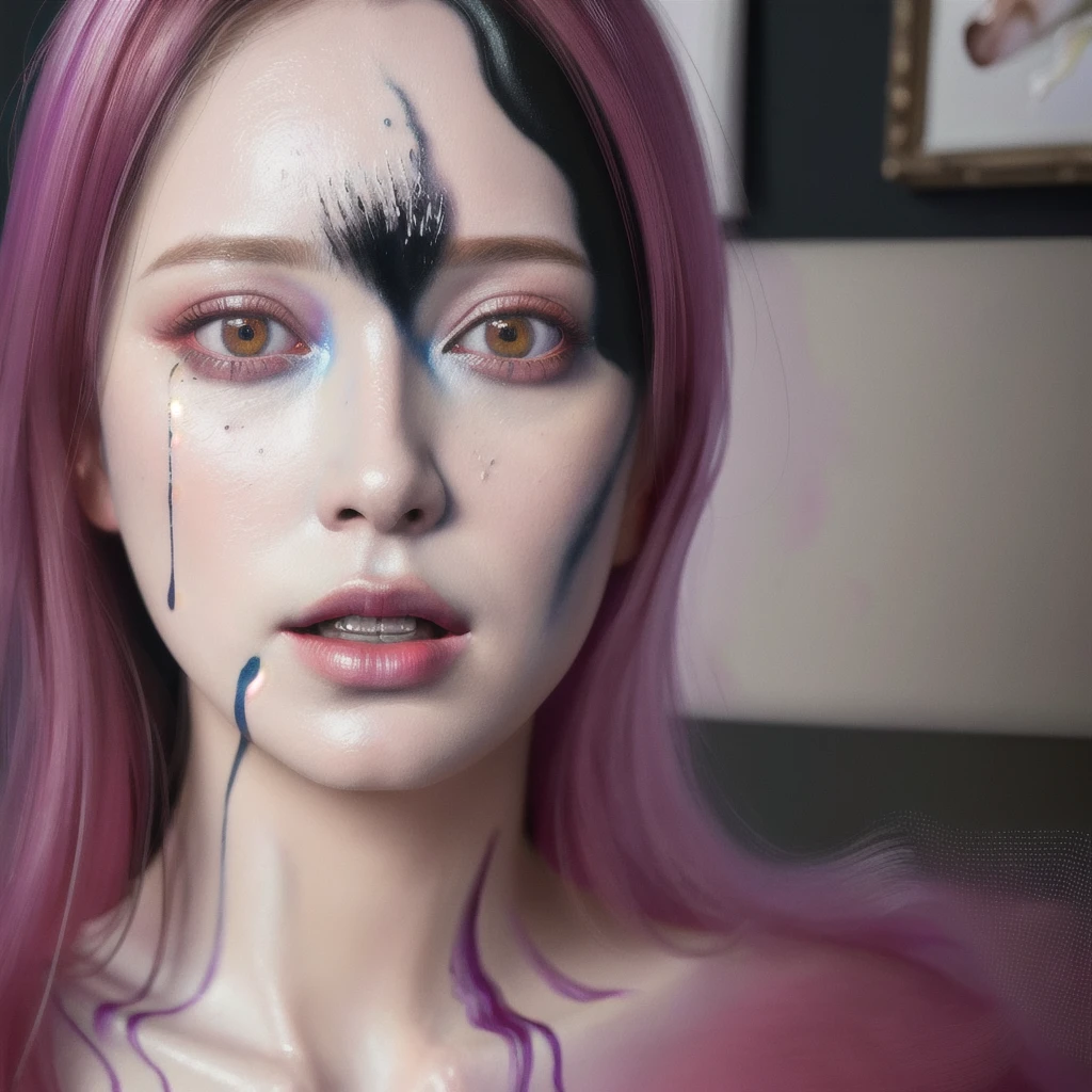 Android Beauty, Powerful paintings inspired by Francis Bacon, Ultra-realistic surrealism, Hyperrealism, fear, art, hyper real painting, Realistic illustration painting, カラフルなHyperrealism, Hyper-realistic digital art