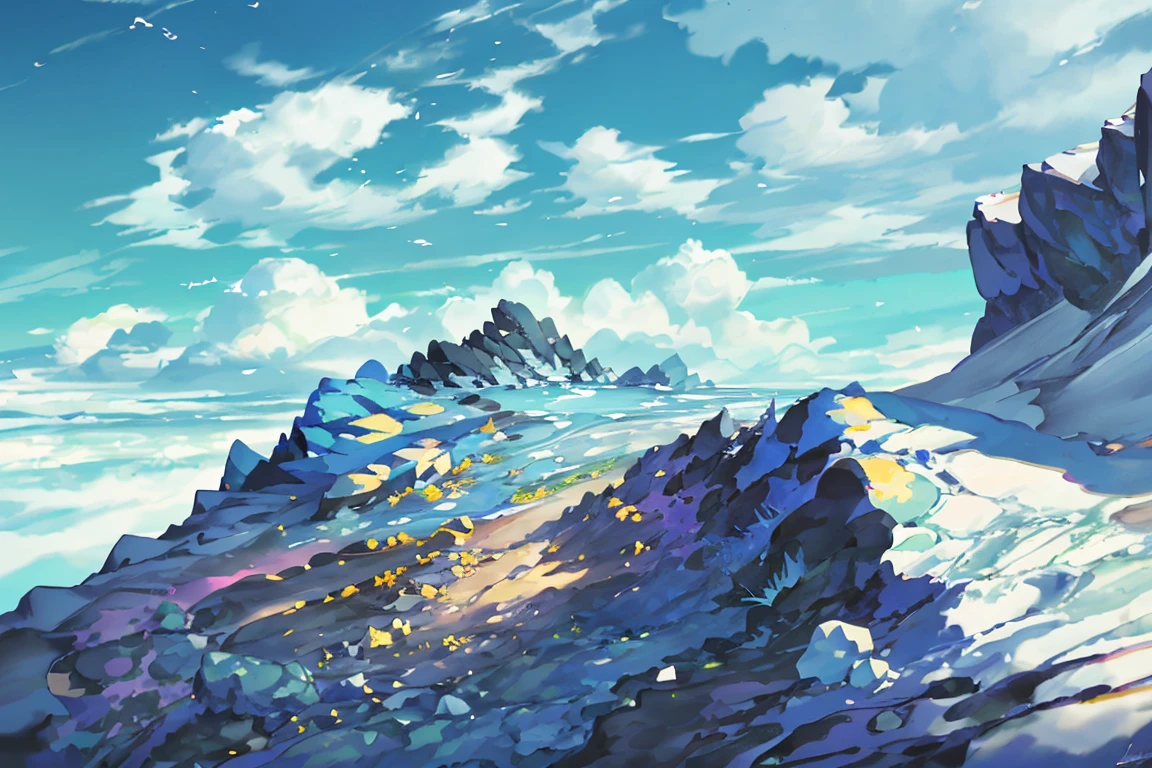 summer, rocky area, rock formation, diamond rock, diamonds stuck on the floor (illustration : 1.0), Narrative construction, realistic lighting, HD detail, masterpiece, best quality best, (Highly detailed CG integrated 8k wallpaper), rocky area, diamond pillar, diamond rocks