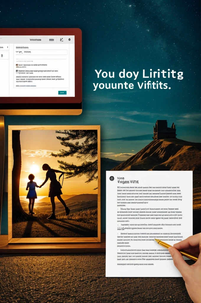 Create a 2D image with a vignette that has writing ( LIST )