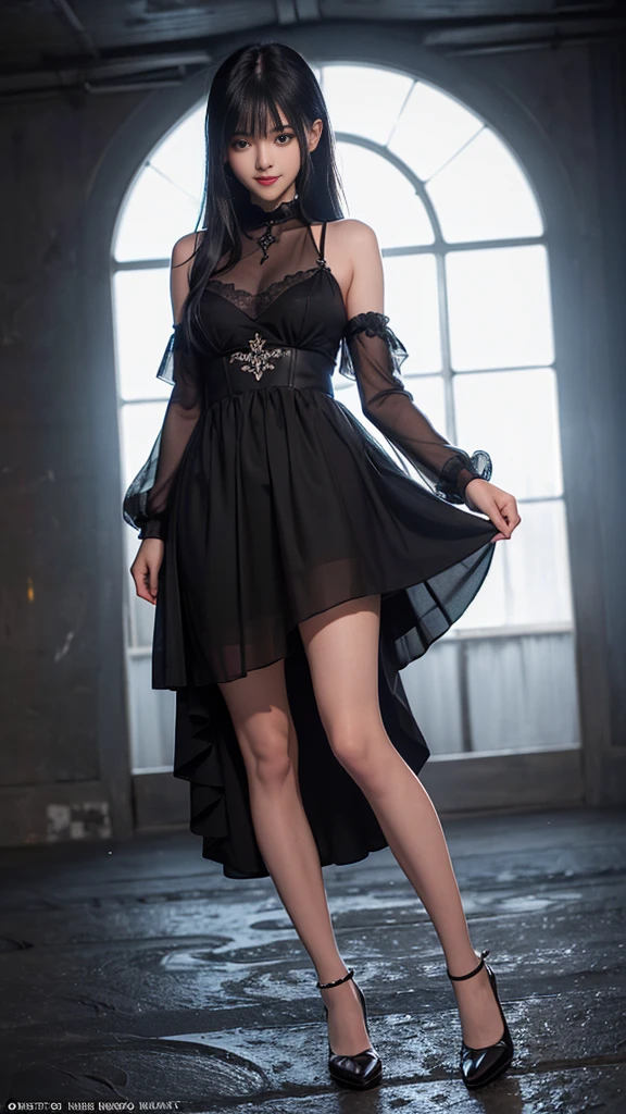 (ultra realistic), (best illustration), (increase resolution), (8K), (ultra-detailed), (masterpiece), (wallpaper), solo, 1 girl, looking at viewers, black straight hair, in the dark, deep shadow, low key, pureerosfaceace_v1, happy smile, summer dress, full body, meadow