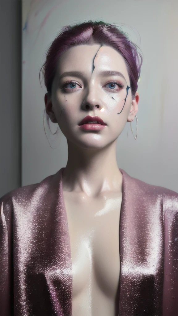 Android Beauty, Powerful paintings inspired by Francis Bacon, Ultra-realistic surrealism, Hyperrealism, fear, art, hyper real painting, Realistic illustration painting, カラフルなHyperrealism, Hyper-realistic digital art