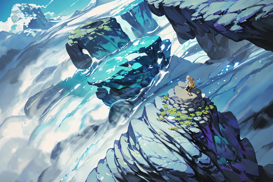summer, rocky area, rock formation, diamond rock, diamonds stuck on the floor (illustration : 1.0), Narrative construction, realistic lighting, HD detail, masterpiece, best quality best, (Highly detailed CG integrated 8k wallpaper), rocky area, diamond pillar, diamond rocks
