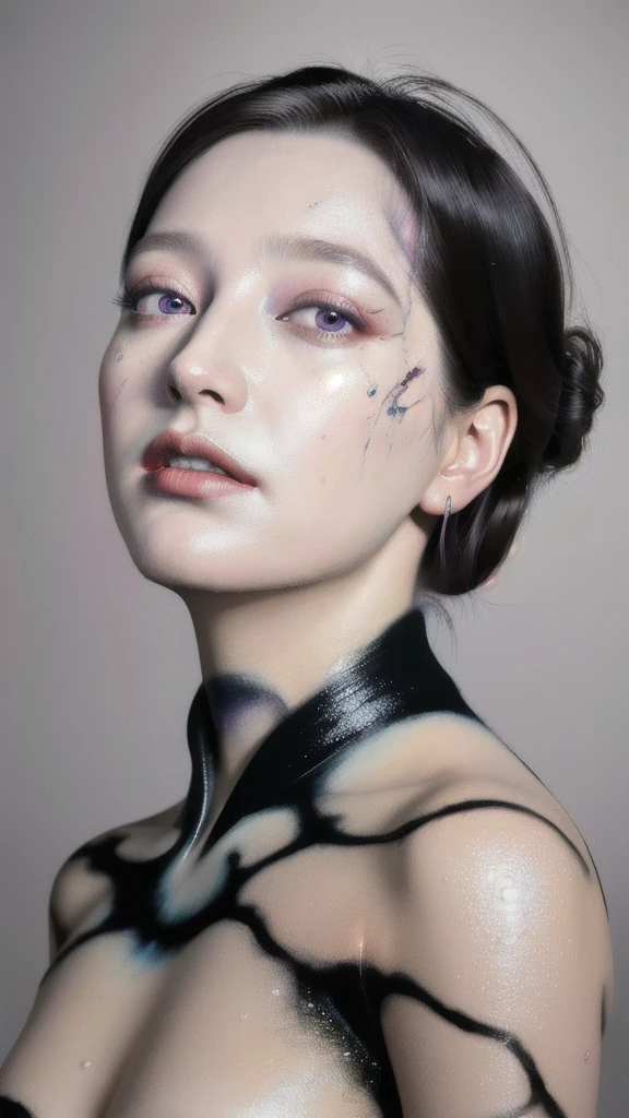 Android Beauty, Powerful paintings inspired by Francis Bacon, Ultra-realistic surrealism, Hyperrealism, fear, art, hyper real painting, Realistic illustration painting, カラフルなHyperrealism, Hyper-realistic digital art