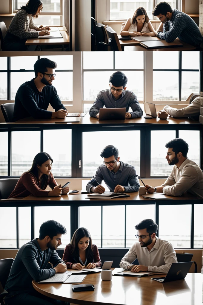 5 people studying