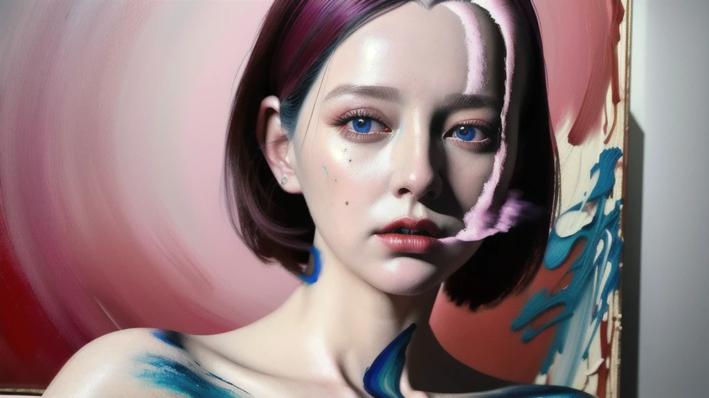 Android Beauty, Powerful paintings inspired by Francis Bacon, Ultra-realistic surrealism, Hyperrealism, fear, art, hyper real painting, Realistic illustration painting, カラフルなHyperrealism, Hyper-realistic digital art