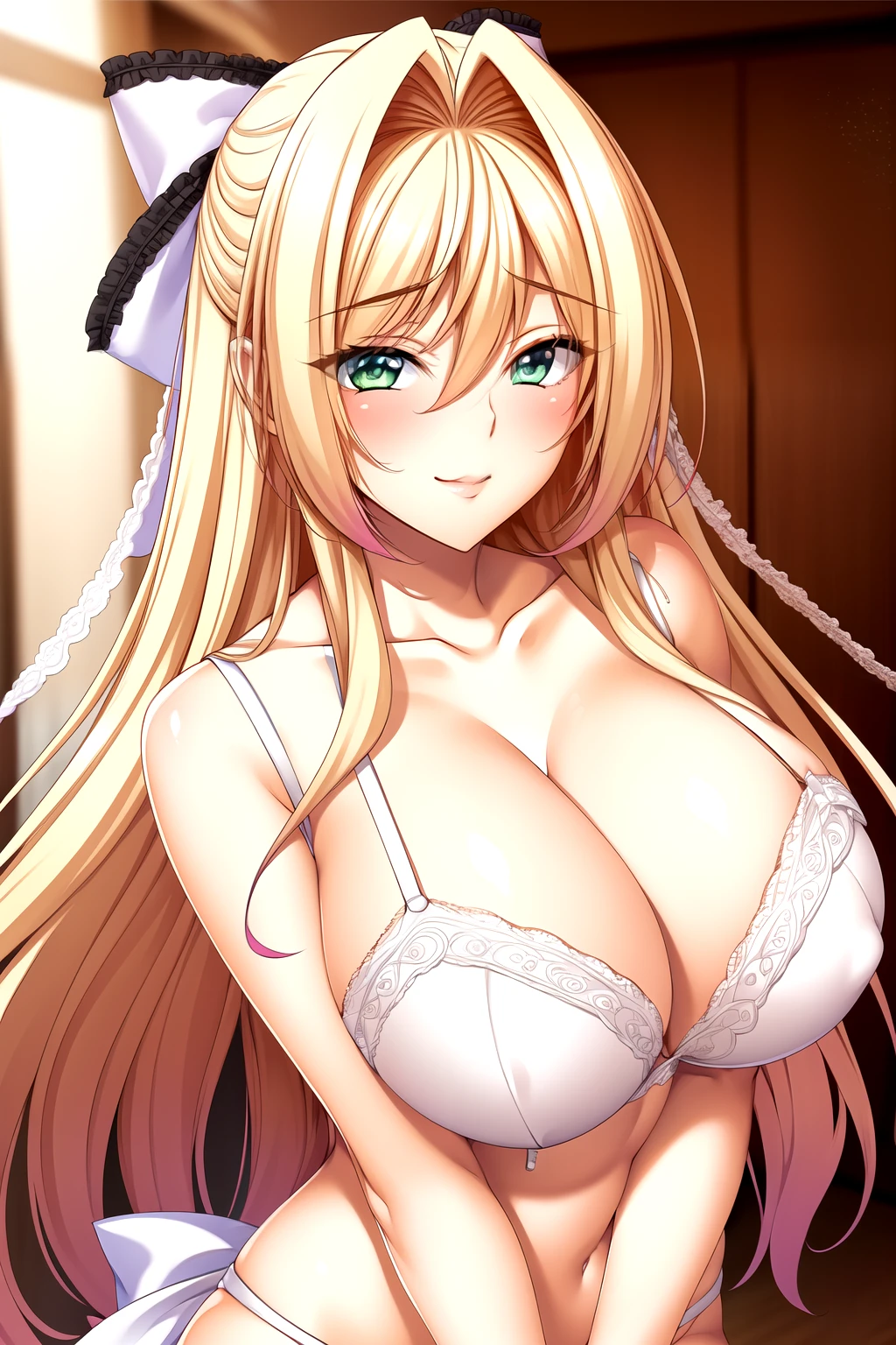 bride, veil, white bra, wedding dress, veil, white bra, white underwear, wedding veil ,1 girl,20 years old, ,large Chest, Young women,Fair Finger,Fair long legs,Fair Body,Fair Nose,Fair character design, Perfect eyes, perfect Face,Expressive eyes, Looking at the audience,(lead_Body),(Focus on her Face), Official Art,Extremely detailed CG unity 8k wallpaper, Perfect Lighting,rich and colorful, bright_front_Face_Light,發Light的皮膚, (masterpiece:1.0),(the best_quality:1.0), Ultra-high resolution,4K,Very detailed, photography, 8K, Human Development Report, high resolution, absurd:1.2, Kodak Portrait 400, Film Grain, Blurred background, Bokeh:1.2, 鏡頭Light暈, (Full of energy_color:1.2) (Fair,Target_Chest:1.2), (Fair_Face:1.5),(narrow_waist), smile, happy
