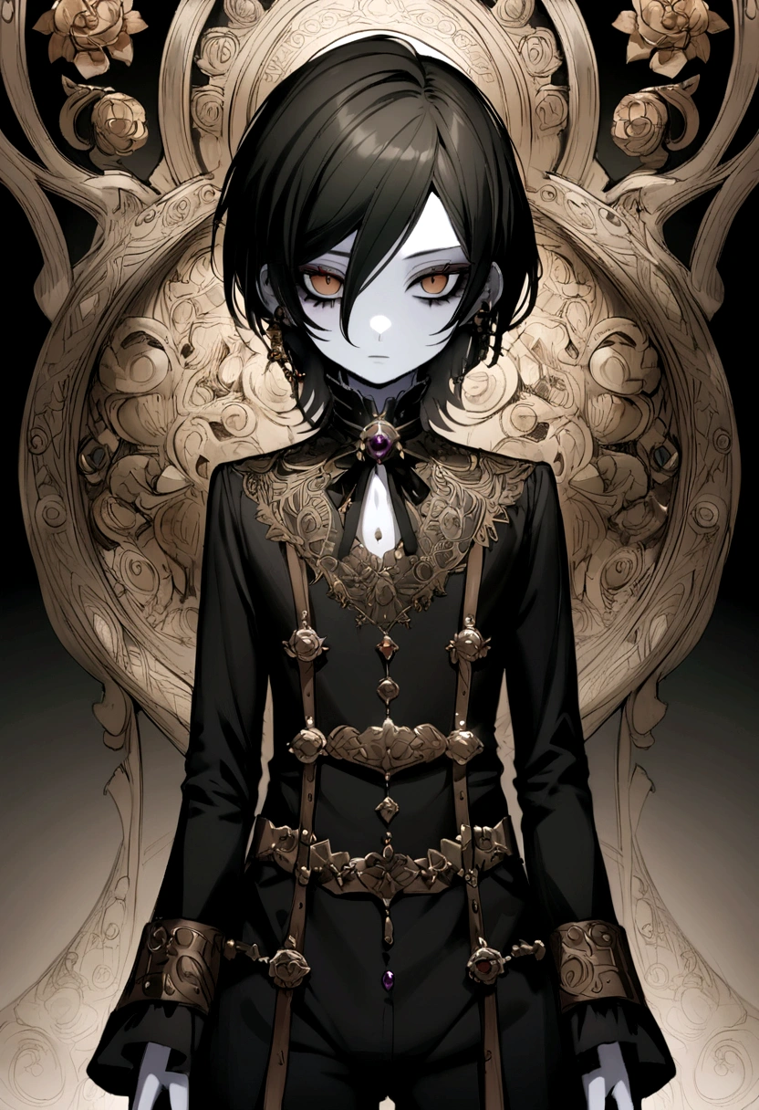 blythe doll male with black hair pale skin brown eyes