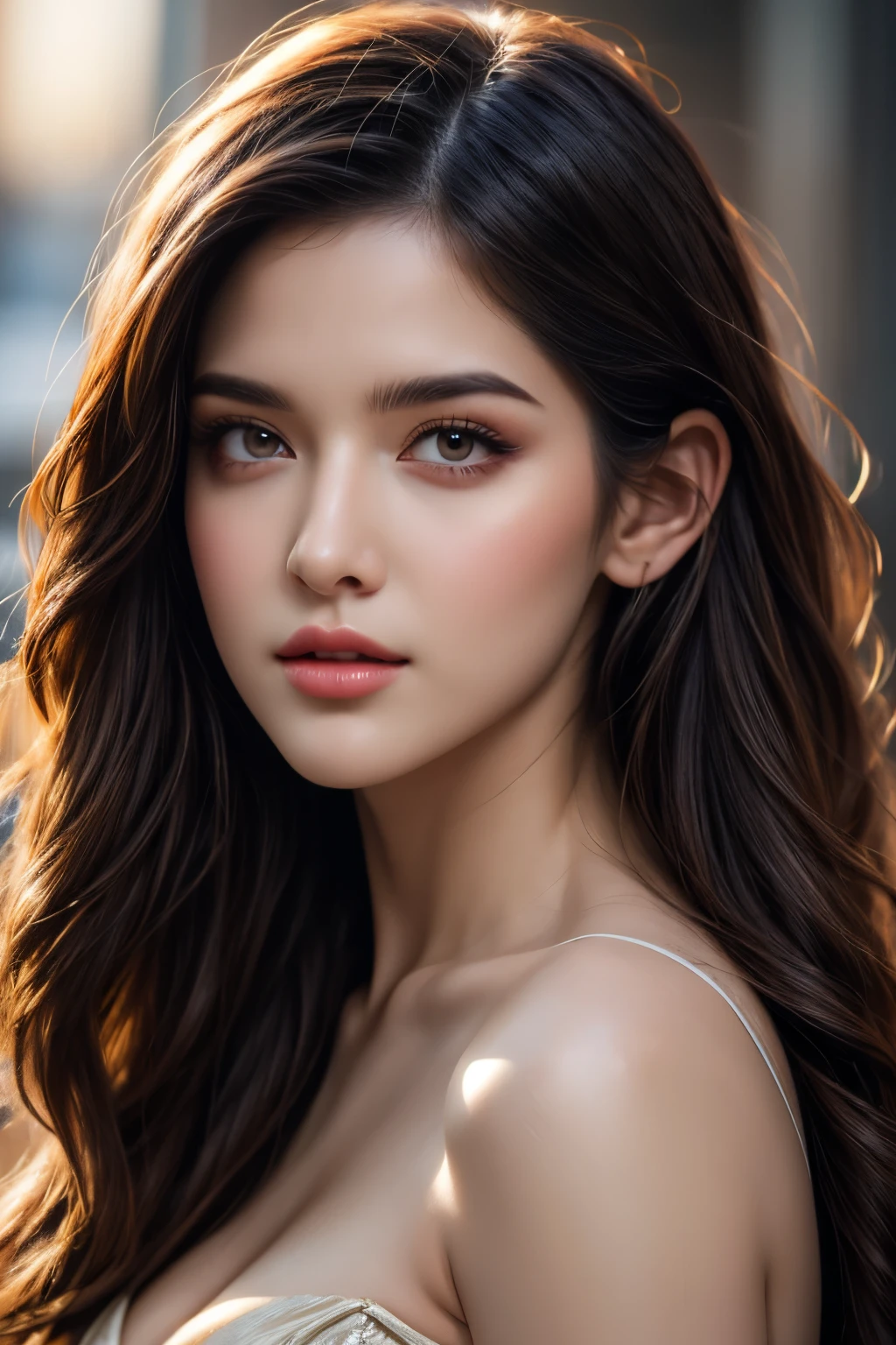 modelshoot style, (extremely detailed CG unity 8k wallpaper), full shot body photo of the most beautiful artwork in the world, stunningly beautiful photo realistic cute women, a hyper realistic ultra detailed photograph of a beautiful girl, (princess eyes,shiny pupils), detailed symmetric beautiful hazel eyes, detailed gorgeous face,highly detailed, vibrant,professional majestic oil painting by Ed Blinkey, Atey Ghailan, Studio Ghibli, by Jeremy Mann, Greg Manchess, Antonio Moro, trending on ArtStation, trending on CGSociety, Intricate, High Detail, Sharp focus, dramatic, photorealistic painting art by midjourney and greg rutkowski, face like Kristen Stewart, braided and shinning hairs