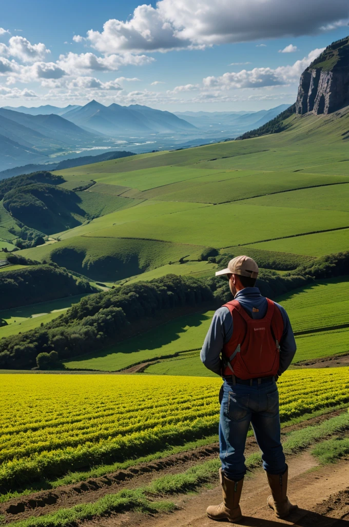 Farmer working in moneys mountain