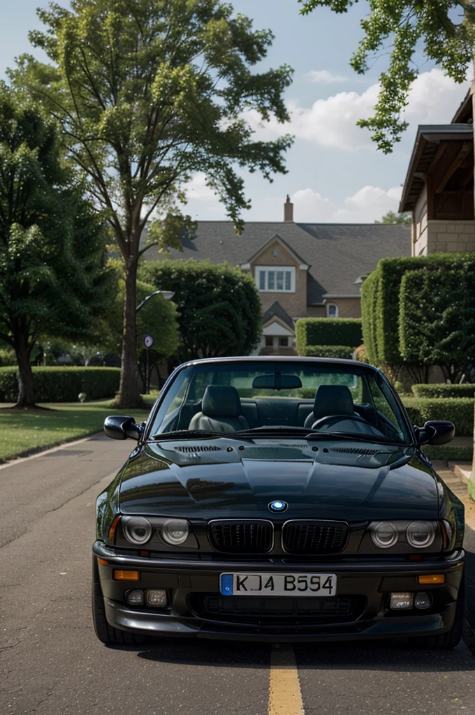 1997 convertible bmw e36 with futuristic features, shot from a 3 quarter panel perspective