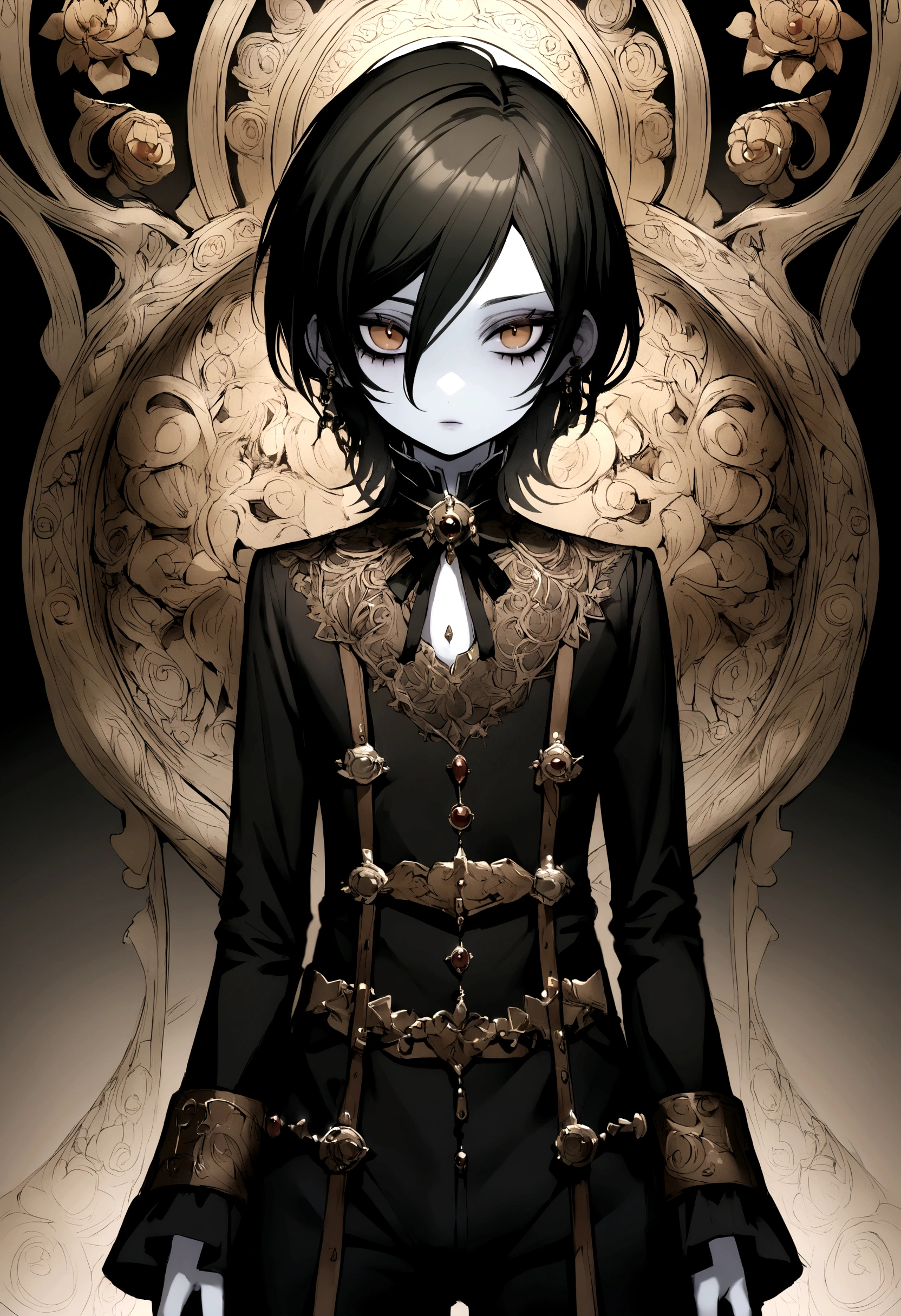blythe doll male with black hair pale skin brown eyes