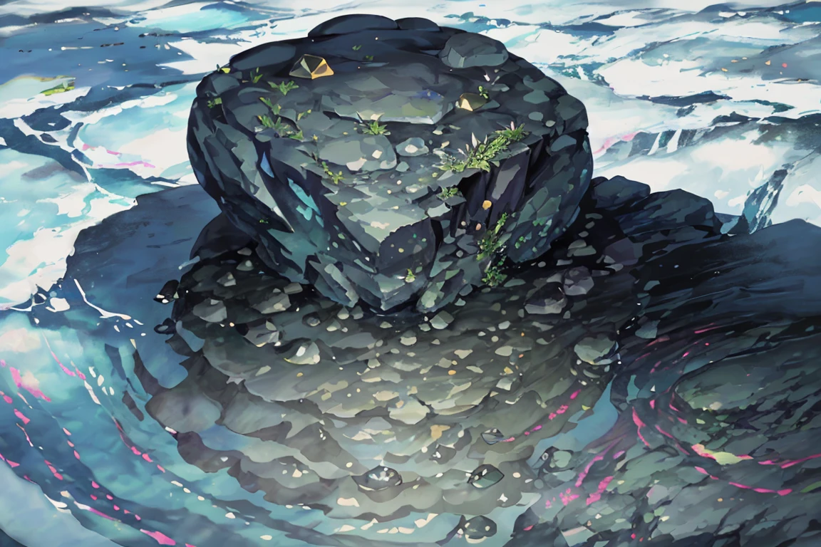 summer, rocky area, rock formation, diamond rock, diamonds stuck on the floor (illustration : 1.0), Narrative construction, realistic lighting, HD detail, masterpiece, best quality best, (Highly detailed CG integrated 8k wallpaper), rocky area, diamond pillar, diamond rocks