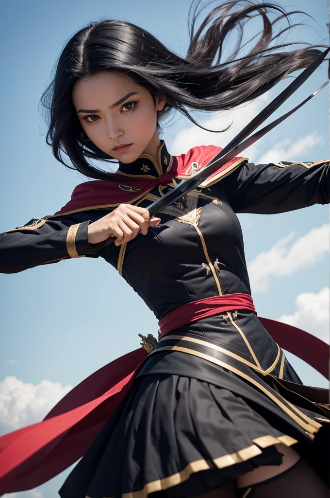 Avatmidair o ultimo mestre do midair, Woman, Bblack hair, ammidairrado, warrioress, two swords, ribbons in hand, midair