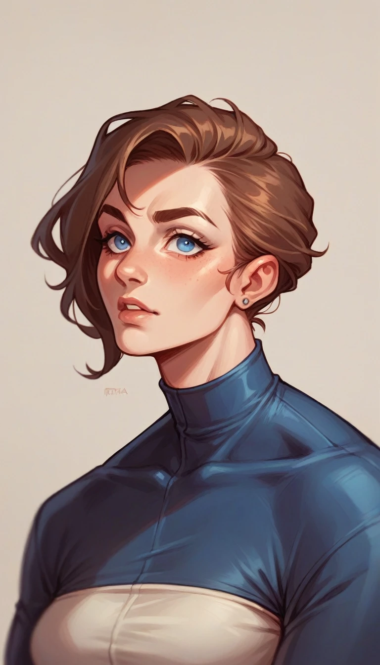 Werita woman with brown hair blue eyes nice body dressed as spiderman 