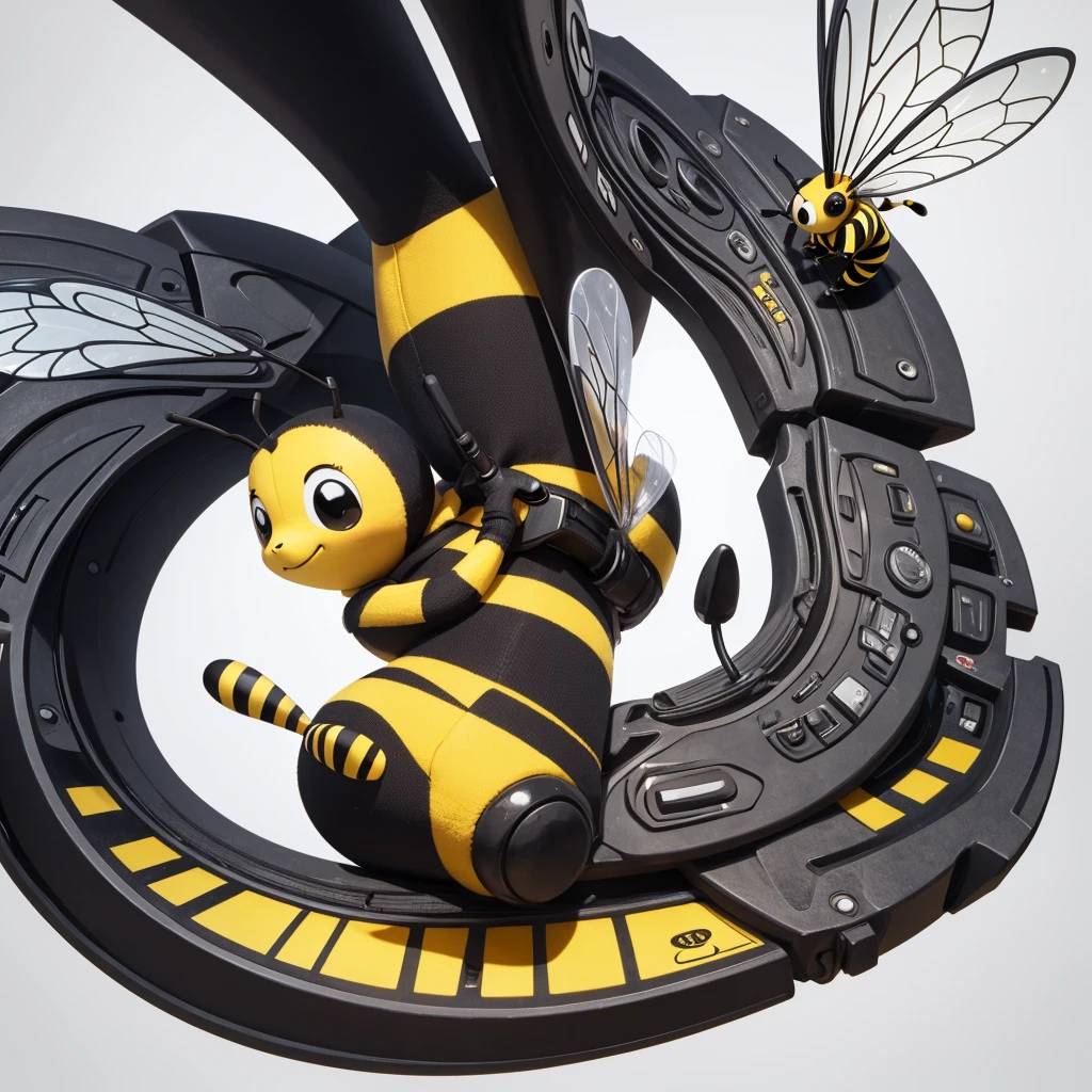 a cartoon bee, in center, blank background