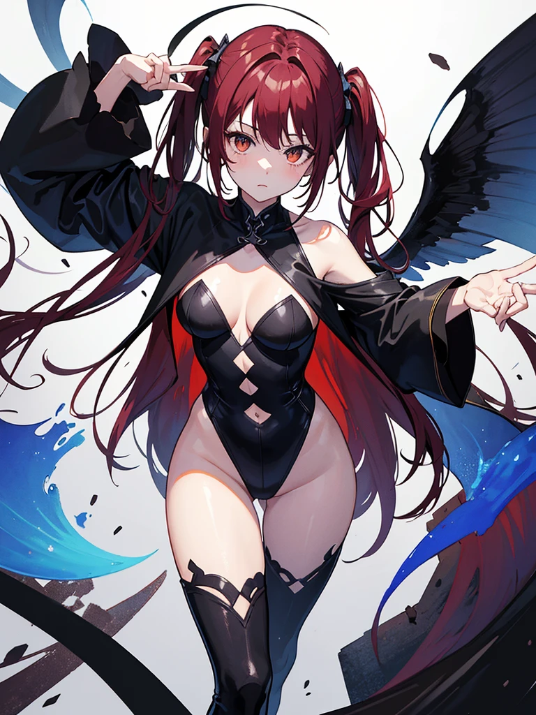 Robed, Black clothes, The skin is hidden, I was wearing long pants,cool,黒いRobed, Toned body, Wine red hair, one big woman,Updo, Nervous,Cowboy Shot, sketch (Character design sheet, same characters, whole body, Three-View, front, ~ ~ ~ side, return),(Very bright:1.1), White Background, [1 Girl:7], (Tilt your head:1.2), ([sketch|watercolor \(Moderate\)]:1.15), (Ink blotches:1.1), (pale:1.2), Chaotic Abstract Background, Vector Trace, Gradient Blending, Bright colors, that&#39;wonderful, Very detailed, Complex, (Very low contrast:1.4