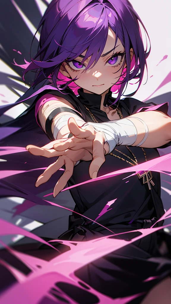 she had dark purple hair and a lock of dark pink dark purple eyes with a twin of dark pink hair and a lock of dark purple the same color of her eyes called izumi and zumi with a necklace of different colors izumi pink and purple zumi izumi has a scratch on his left eye and he has cuts on his hands izumi has bandages on his hands