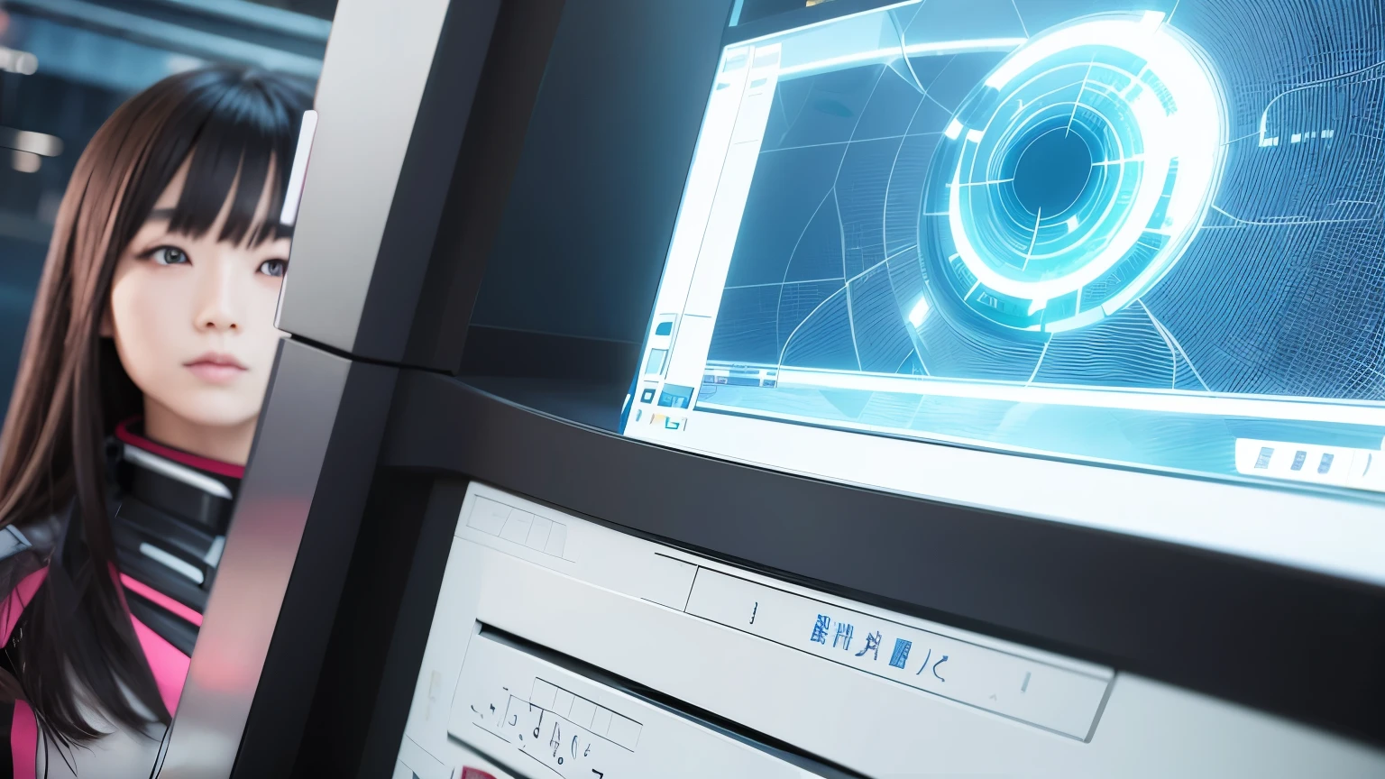 A Japanese woman in futuristic digital art